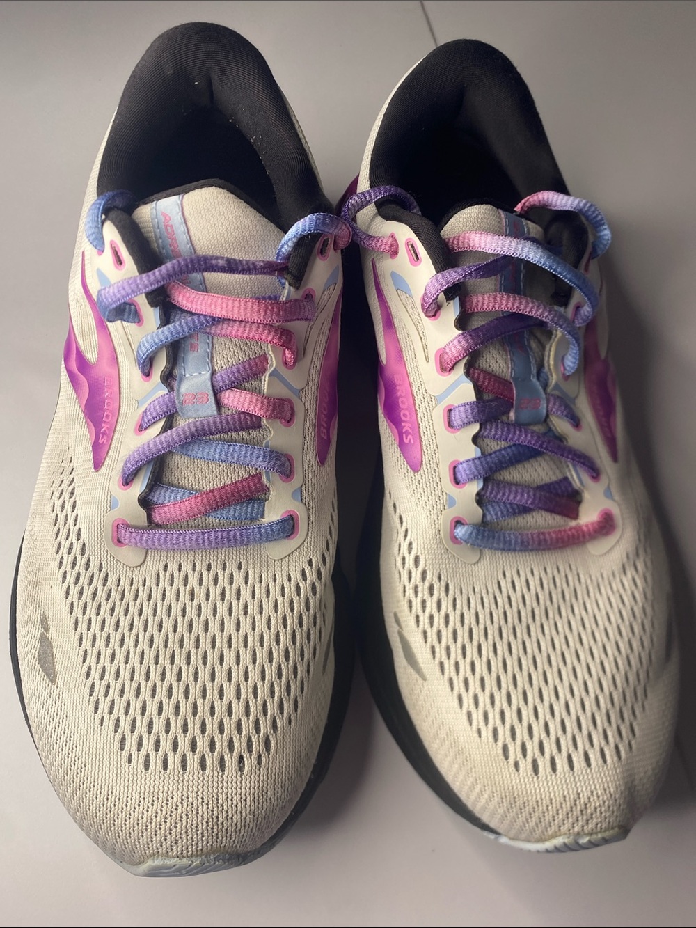 Brooks Women’s Cream Running Shoes with Pink & Purple Accents
